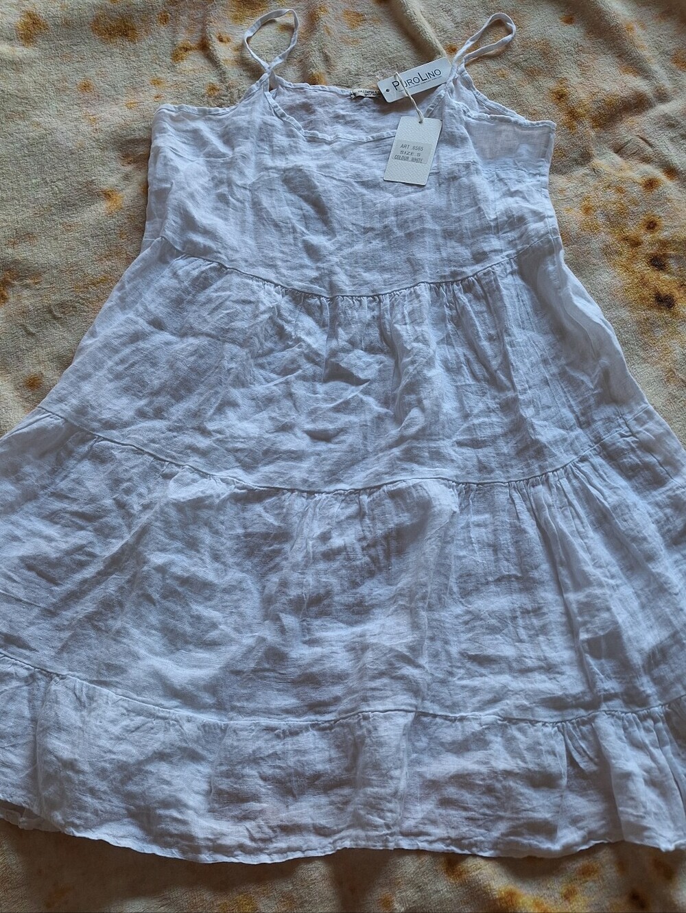 Valentina Naldi PUROLINO NWT White Italian Linen Tiered Dress S - Picture 7 of 8